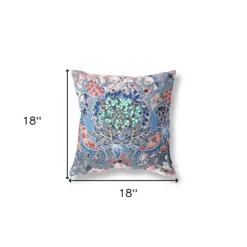 18"x18" Sky Blue Pink Zippered Broadcloth Geometric Throw Pillow