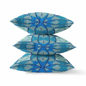20"x20" Aqua Sky Blue Zippered Broadcloth Geometric Throw Pillow