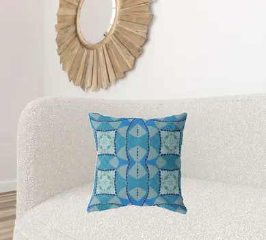 20"x20" Aqua Sky Blue Zippered Broadcloth Geometric Throw Pillow
