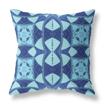 18"x18" Blue Sky Blue Zippered Broadcloth Geometric Throw Pillow