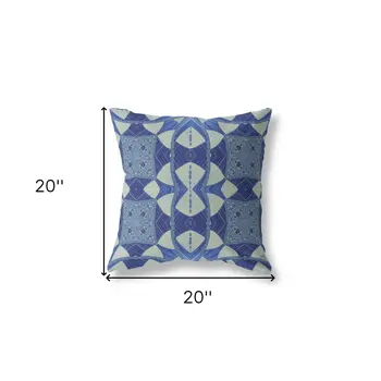 20"x20" Dark Muted Blue Zippered Broadcloth Geometric Throw Pillow