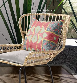 20"x20" Red Yellow Dark Aqua Zippered Broadcloth Geometric Throw Pillow