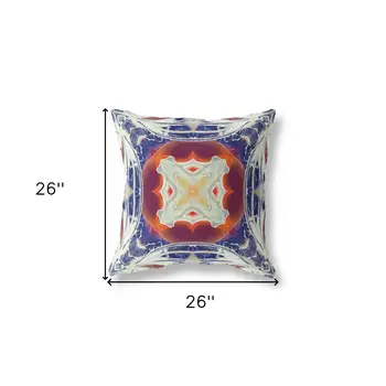 26"x26" Indigo Orange Magenta White Zippered Broadcloth Geometric Throw Pillow