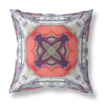 16"x16" Light Blue Grey Peach Zippered Broadcloth Geometric Throw Pillow