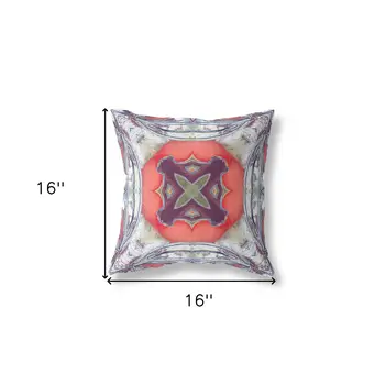 16"x16" Light Blue Grey Peach Zippered Broadcloth Geometric Throw Pillow