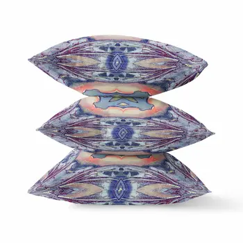 18"x18" Sky Blue Indigo Muted Peach Zippered Broadcloth Geometric Throw Pillow