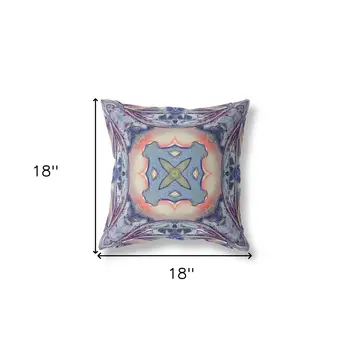18"x18" Sky Blue Indigo Muted Peach Zippered Broadcloth Geometric Throw Pillow