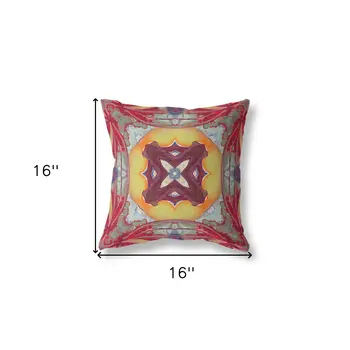 16"x16" Yellow Red Magenta Green Zippered Broadcloth Geometric Throw Pillow