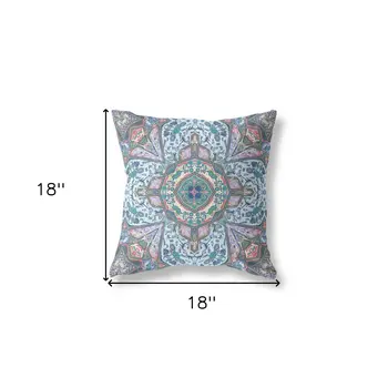 18" X 18" Blue And Pink Zippered Geometric Indoor Outdoor Throw Pillow Cover & Insert
