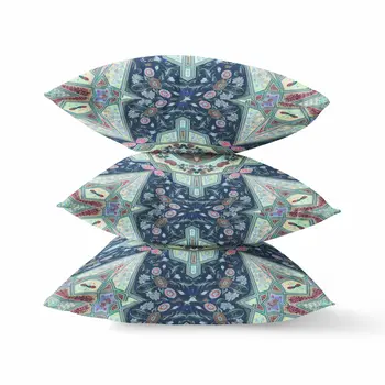 18"X18" Aqua Microsuede Geometric Zippered Pillow