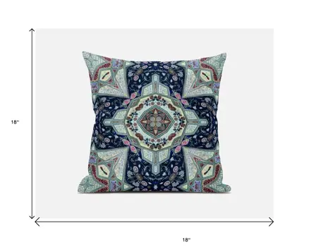 18"X18" Aqua Microsuede Geometric Zippered Pillow