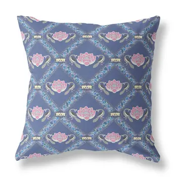 20"x20" Purple Blue Pink Zippered Suede Geometric Throw Pillow
