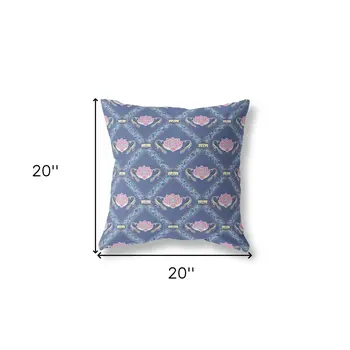 20"x20" Purple Blue Pink Zippered Suede Geometric Throw Pillow