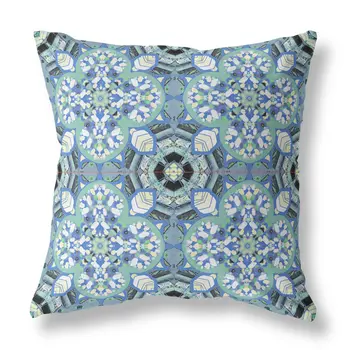 16" Blue and Green Throw Pillow