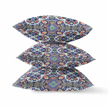 16" Blue and Orange Throw Pillow