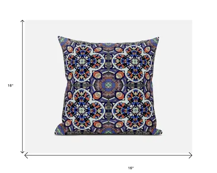 16" Blue and Orange Throw Pillow