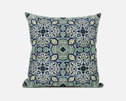 18"X18" Green Microsuede Quatrefoil Zippered Pillow