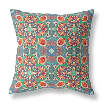 18"X18" Orange Microsuede Quatrefoil Zippered Pillow