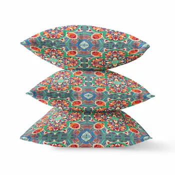 18"X18" Orange Microsuede Quatrefoil Zippered Pillow