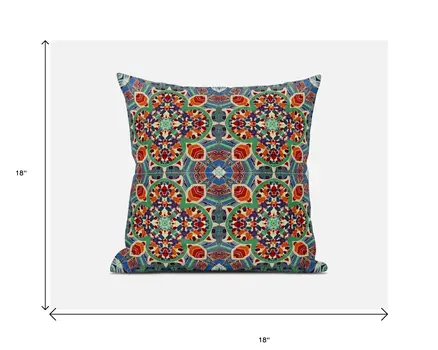 18"X18" Orange Microsuede Quatrefoil Zippered Pillow