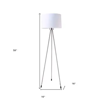 59" White Tripod Floor Lamp With White Drum Shade
