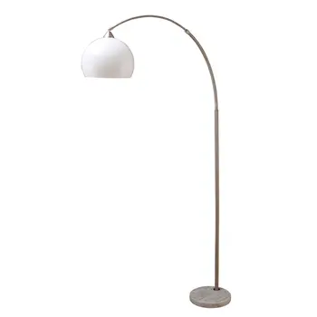 76" White Arc Floor Lamp With White Dome Shade