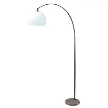 76" White Arc Floor Lamp With White Dome Shade