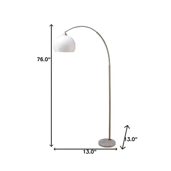 76" White Arc Floor Lamp With White Dome Shade