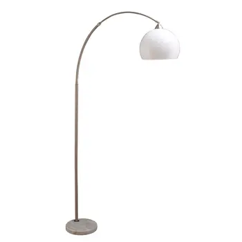76" White Arc Floor Lamp With White Dome Shade