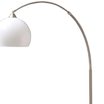 76" White Arc Floor Lamp With White Dome Shade