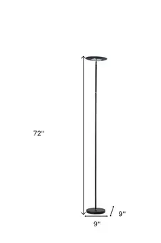 72" Black LED Torchiere Floor Lamp With Black Bowl