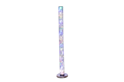 49" Silver LED Column Floor Lamp With Clear Acrylic Drum Shade