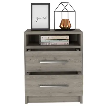 20" Wood Two Drawer Nightstand