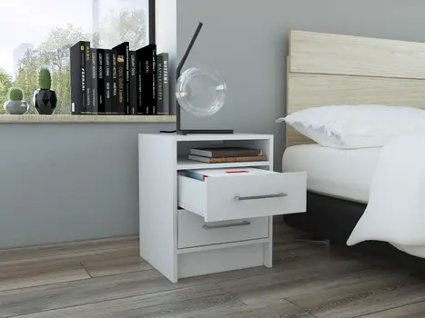20" Wood Two Drawer Nightstand