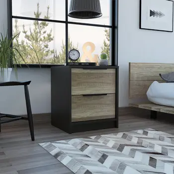 19" Wood Two Drawer Nightstand