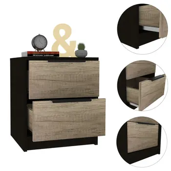 19" Wood Two Drawer Nightstand