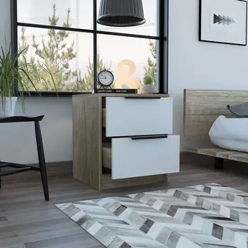 19" Wood Two Drawer Nightstand