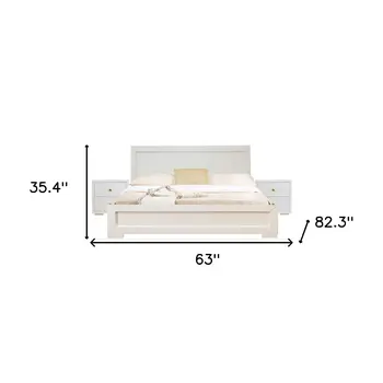Moma White Wood Platform Queen Bed With Two Nightstands