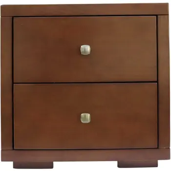Moma Walnut Wood Platform Twin Bed With Nightstand