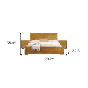 Brown and Black Wood King With Yes Bed Frame