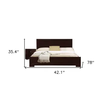 Moma Espresso Wood Platform Twin Bed With Nightstand