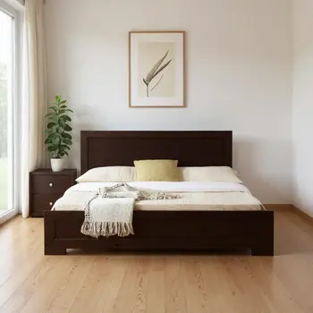 Moma Espresso Wood Platform Twin Bed With Nightstand