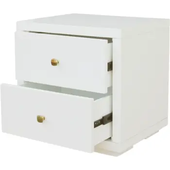 Moma White Wood Platform Full Bed With Nightstand