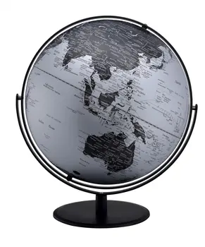 21" Black And Silver Modern Polyresin Globe