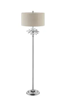 62" Silver Floor Lamp With Silver Fabric Drum Shade