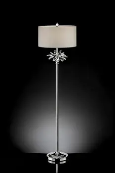 62" Silver Floor Lamp With Silver Fabric Drum Shade