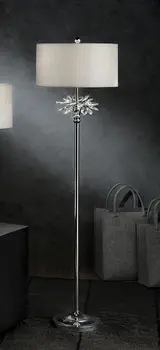 62" Silver Floor Lamp With Silver Fabric Drum Shade
