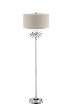 62" Silver Floor Lamp With Silver Fabric Drum Shade