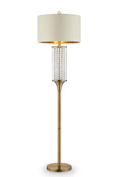 62" Gold Column Floor Lamp With Off White Metal Drum Shade