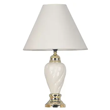 22" White Ceramic Bedside Table Lamp With Off-White Shade
